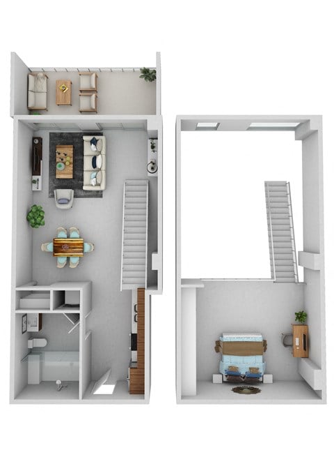 Floor plan for 1 bed, 1 bath, 939 sqft